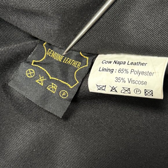 Geek Squad Leather Racing Stripe Jacket Black Orange Cream PC Techies Size L - Picture 15 of 15